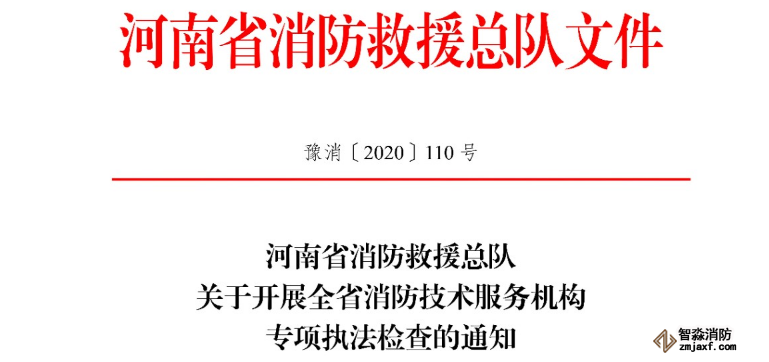 河南省消防救援總隊關于開展全省消防技術服務機構專項執(zhí)法檢查的通知